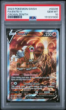 2023 Pokemon Card Entei V GG36/GG70 Crown Zenith PSA 10 Gem Mint - Image 1