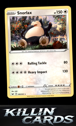 Snorlax 140/202 Pokemon Rare SWSH01: Sword & Shield Base Set Card NM - Image 1