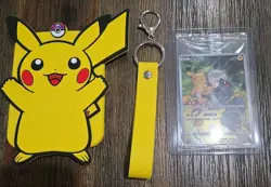 Pikachu Pokemon Silicone Card Display Keychain S. Simplified Full Art Card - Image 1