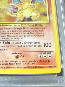 Pokemon Base Set Charizard Holo Rare Card 4/102 PSA 6 - Image 3