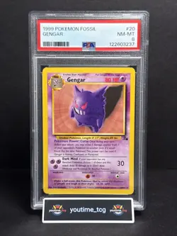 1999 Pokemon Fossil Gengar #20 PSA 8 - Image 1