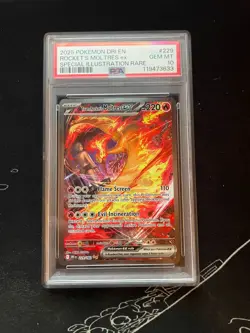 2025 POKEMON DESTINED RIVALS #229 ROCKET'S MOLTRES ex SIR PSA 10 GEM MINT - Image 1