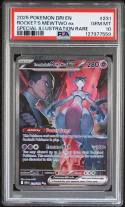 2025 POKEMON DRI EN-DESTINED RIVALS #231 TEAM ROCKET'S MEWTWO EX PSA 10 - Image 1