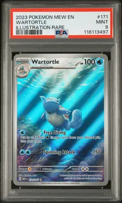 Wartortle Illustration Rare Pokemon Mew 151 171/165 PSA 9 - Image 1