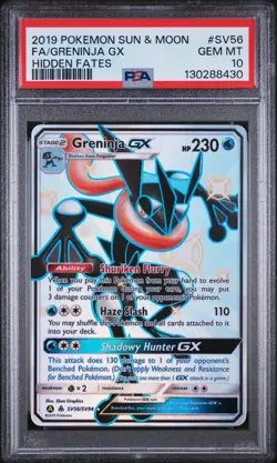 2019 POKEMON SUN & MOON HIDDEN FATES #SV56 FULL ART/GRENINJA GX PSA 10 - Image 1