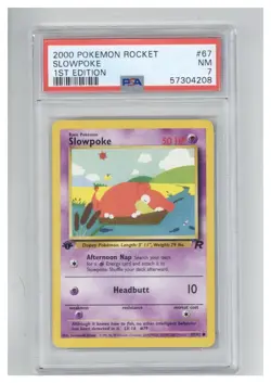 2000 Pokemon Rocket 67 Slowpoke 1st Edition PSA 7 - Image 1