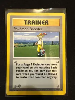Pokemon Breeder 76/102 Base Set 1st Edition Shadowless Trainer Rare - Image 1