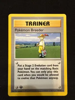 Pokemon Breeder 76/102 Base Set 1st Edition Shadowless Trainer Rare - Image 2