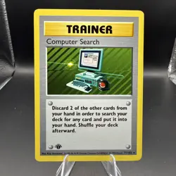 1999 Pokemon Base Set 1st Edition Computer Search Trainer 71/102 Shadowless LP - Image 1