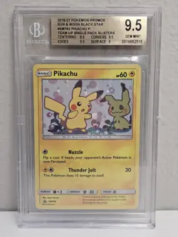Pikachu SM162 Team Up Blister Black Star Promo Mimikyu Pokemon BGS 9.5 - Image 1
