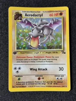 1st Edition Aerodactyl Prerelease 1/62 Fossil Set Holo Rare Pokemon Card 1999 LP - Image 1