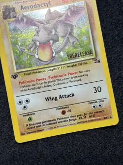 1st Edition Aerodactyl Prerelease 1/62 Fossil Set Holo Rare Pokemon Card 1999 LP - Image 3