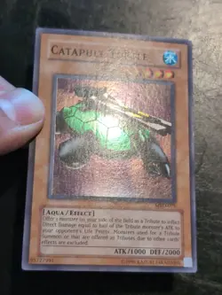 Yu-Gi-Oh! SUPER RARE HOLO CARD CATAPULT TURTLE MRD-075 1996 VINTAGE PRINT NM/VLP - Image 2