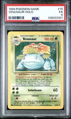 1999 Pokemon Base Set Collection Venusaur 15/102 PSA 5 - Image 1
