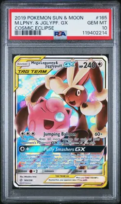 Lopunny & Jigglypuff GX Ultra Rare PSA 10 Pokemon Cosmic Eclipse 165/236 - Image 1