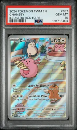 2024 POKEMON TWM EN-TWILIGHT MASQUERADE ILLUSTRATION RARE #187 CHANSEY PSA 10 - Image 1