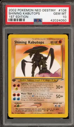 Pokemon Shining Kabutops Neo Destiny 1st Edition Secret Rare Holo #108 PSA 10 - Image 1