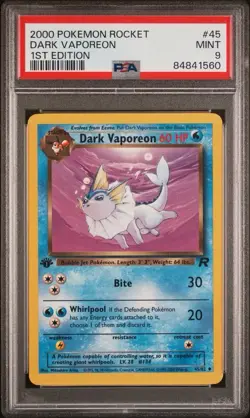2000 Pokemon 1st Edition Team Rocket Dark Vaporeon | PSA 9 - Image 1