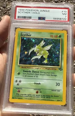 PSA 7 NM Scyther Holo #10 (1999) Pokemon Jungle English - Image 1