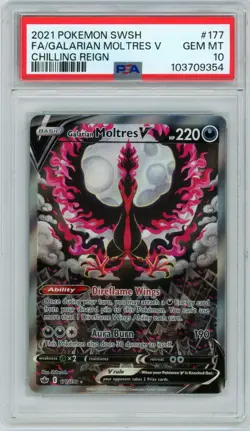 2021 POKEMON SWORD & SHIELD CHILLING REIGN FULL ART/GALARIAN MOLTRES V PSA 10 - Image 1