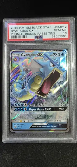 PSA 10 GEM MINT Gyarados GX Hidden Fates Tin Promo 2019 Holo Pokemon SM212 - Image 1