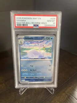Pokemon TCG Swanna Master Ball Pattern 026/086 White Flare PSA 10 - Image 1