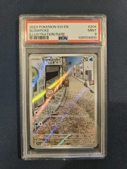 Pokemon TCG Slowpoke Scarlet & Violet Base Set Illustration Card 204/198 PSA 9 - Image 1