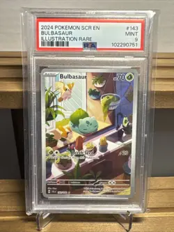 Pokemon TCG Bulbasaur Stellar Crown Illustration Holo Card 143/142 PSA 9 - Image 1