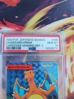 Pokemon Card 186 Charizard Glurak Prism Holo Carddass Vending PSA 10 Charmander - Image 4