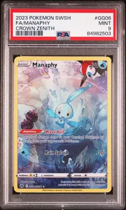 Pokemon TCG Manaphy GG06/GG70 Crown Zenith: Galarian Gallery Holo PSA 9 Mint - Image 1