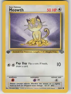 Pokemon TCG Meowth Common Jungle 1st Edition 56/64 - Image 1