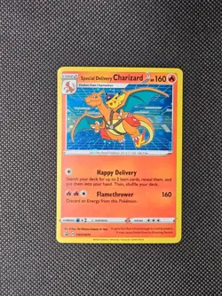 Pokemon TCG Special Delivery Charizard SWSH075 Black Star Promo Holo Swirl Rare - Image 1