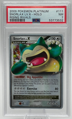 2009 POKEMON PLATINUM RISING RIVALS #111 SNORLAX LV.X HOLO PSA 7 NM - Image 1