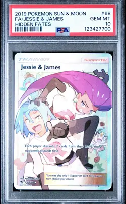 PSA 10 GEM MT 2019 POKEMON SUN & MOON FA/JESSE & JAMES HIDDEN FATES #68 - Image 1