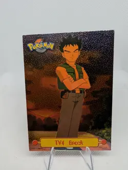 BROCK Pokemon 1999 Topps #TV4 Black Logo TV Animation Edition Holo FOIL Textured - Image 1