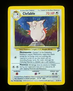 Pokemon TCG Holo Rare Clefable 5/130 Base Set 2 Unlimited Holofoil WOTC - Image 2