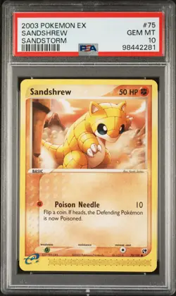 2003 POKEMON EX SANDSTORM #75 SANDSHREW PSA 10 - Image 1