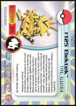 Carte Pokemon Elektek #125 TOPPS Serie 2 Francais - Image 2