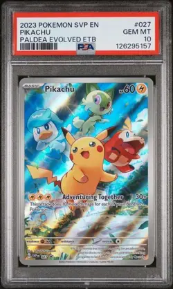 2023 Pokemon Paldea Evolved Pikachu Black Star Promo #27 PSA 10 - Image 1