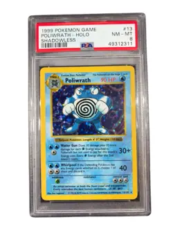 1999 Pokemon Game Poliwrath Holo Shadowless Base Set #13/102 PSA 8 NM-MT - Image 1