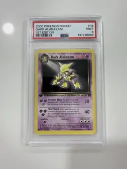 Pokemon Dark Alakazam 1st Edition 18/82 Non-Holo Rare PSA 9 - Image 1
