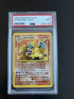 Pokemon 1999 Base Set Unlimited Charizard Holo PSA 9 Mint - Image 1