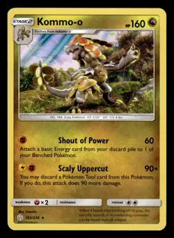 Kommo-o 163/236 Holo Rare S&M Cosmic Eclipse Pokemon Card - Image 1