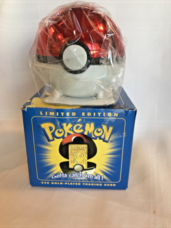 Vintage Sealed Pokemon Pikachu 23K Gold-Plated Trading Card With Red Pokeball - Image 1