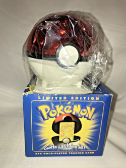 Vintage Sealed Pokemon Pikachu 23K Gold-Plated Trading Card With Red Pokeball - Image 2