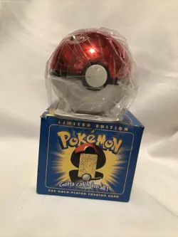 Vintage Sealed Pokemon Pikachu 23K Gold-Plated Trading Card With Red Pokeball - Image 4
