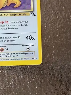 Pokemon TCG Dragonite Holo Card Base Set 4/62 WOTC Rare LP - Image 3