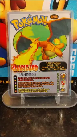 WENDY'S Vital Statistic CHARIZARD Promo POKEMON Laminated 2002 Trading Card 2/15 - Image 1