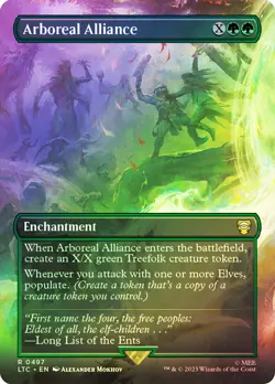 MTG FOIL Arboreal Alliance Borderless - The Lord of the Rings Commander #497 - Image 1
