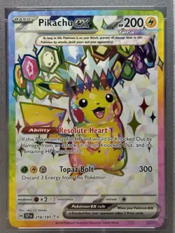 2024 POKEMON SSP EN-SURGING SPARKS ULTRA RARE #219 PIKACHU EX PSA 9 Full Art ! - Image 2